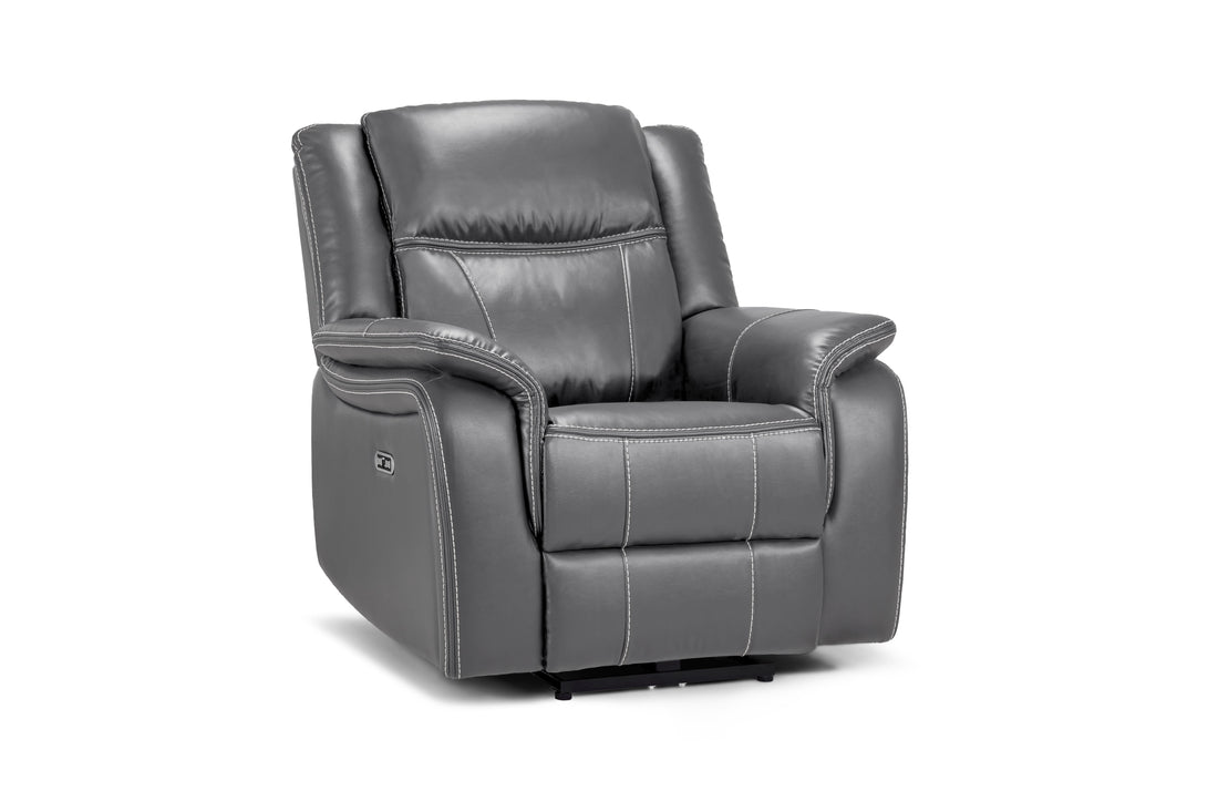 Galaxy Tech Electric Recliner Armchair Grey Leather